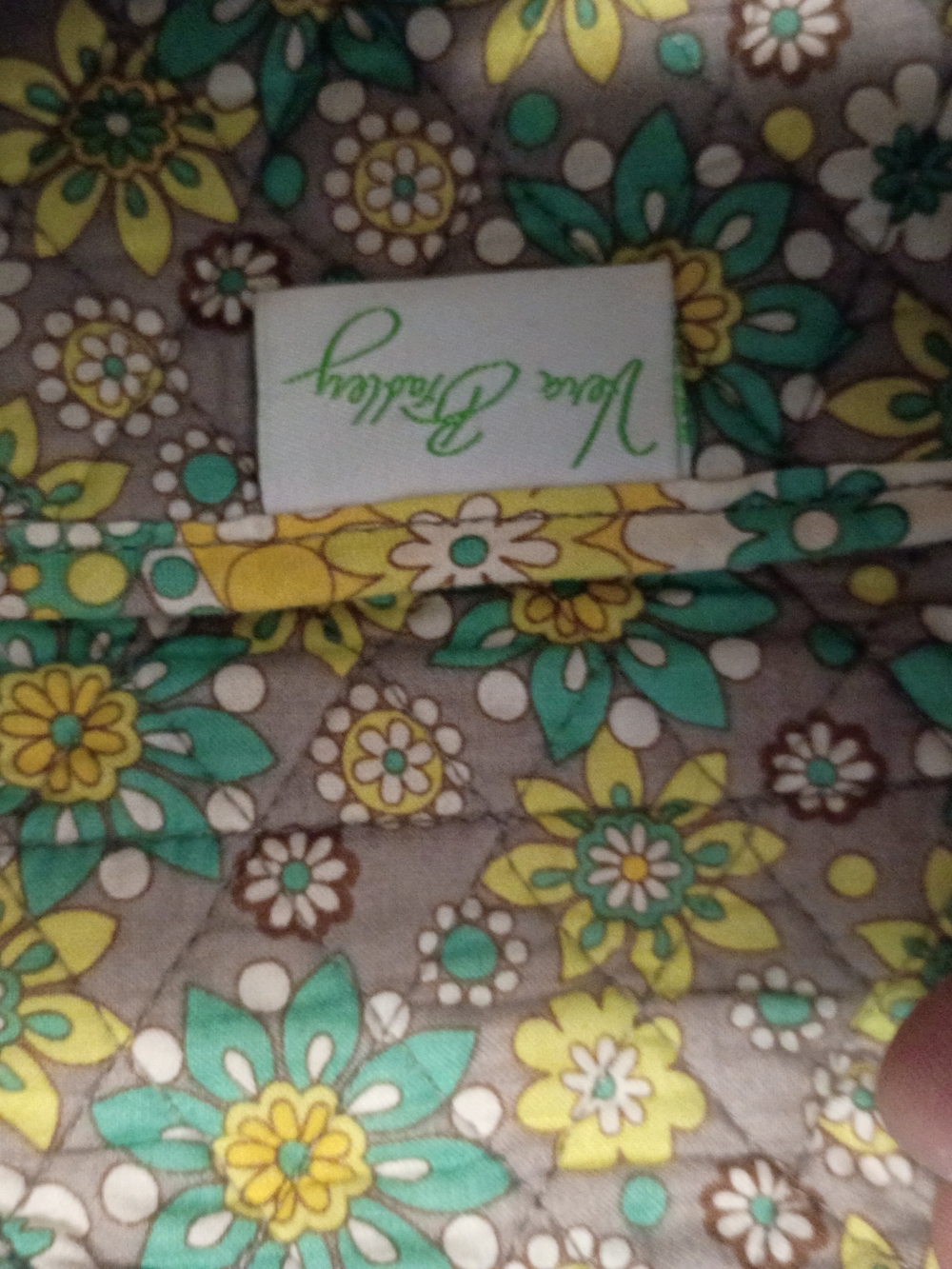 Vera Bradley Yellow Paisley Quilted Shoulder Bag with Aqua Accents - Picture 3 of 4